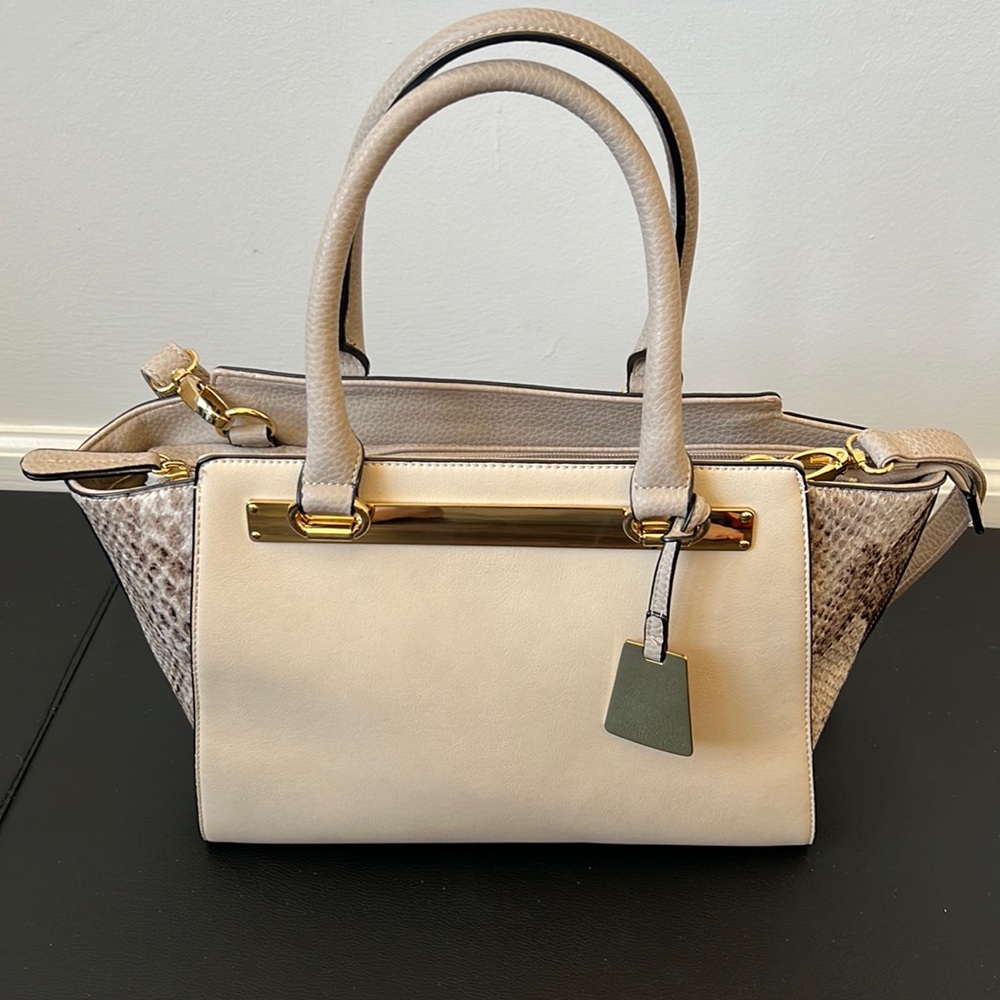 Aldo two tone cream and snake skin purse